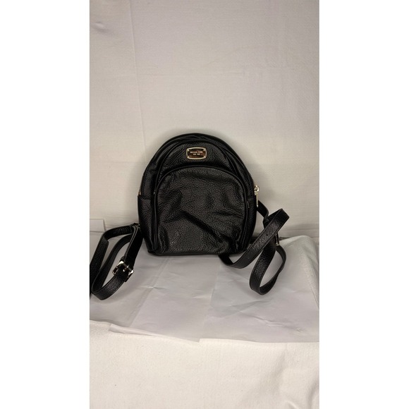 Michael Kors Abby Mini Black Pebbled Leather Backpack Gold Hardware Bag